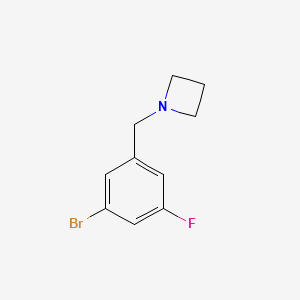 molecular formula C10H11BrFN B8152032 1-[(3-Bromo-5-fluorophenyl)methyl]azetidine 