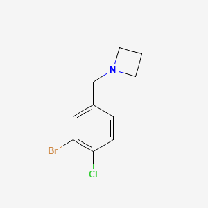 molecular formula C10H11BrClN B8152059 1-[(3-Bromo-4-chlorophenyl)methyl]azetidine 