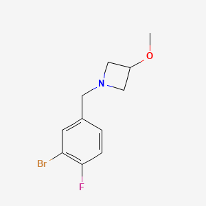 molecular formula C11H13BrFNO B8152083 1-[(3-Bromo-4-fluorophenyl)methyl]-3-methoxyazetidine 