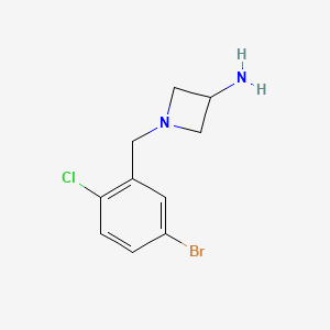 molecular formula C10H12BrClN2 B8152096 1-[(5-Bromo-2-chlorophenyl)methyl]azetidin-3-amine 
