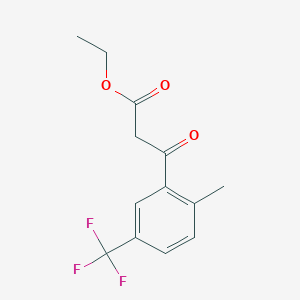 molecular formula C13H13F3O3 B8152159 3-(2-Methyl-5-trifluoromethyl-phenyl)-3-oxo-propionic acid ethyl ester 