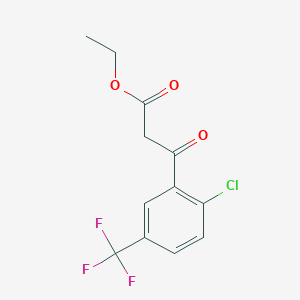molecular formula C12H10ClF3O3 B8152162 3-(2-Chloro-5-trifluoromethyl-phenyl)-3-oxo-propionic acid ethyl ester 