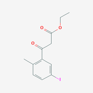 molecular formula C12H13IO3 B8152173 3-(5-Iodo-2-methyl-phenyl)-3-oxo-propionic acid ethyl ester 