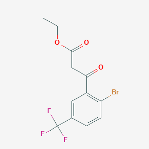 molecular formula C12H10BrF3O3 B8152185 3-(2-Bromo-5-trifluoromethyl-phenyl)-3-oxo-propionic acid ethyl ester 