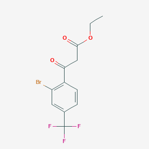 molecular formula C12H10BrF3O3 B8152200 3-(2-Bromo-4-trifluoromethyl-phenyl)-3-oxo-propionic acid ethyl ester 