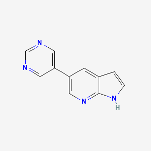 molecular formula C11H8N4 B8152259 5-(Pyrimidin-5-yl)-1H-pyrrolo[2,3-b]pyridine 