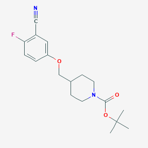molecular formula C18H23FN2O3 B8152406 tert-Butyl 4-((3-cyano-4-fluorophenoxy)methyl)piperidine-1-carboxylate 