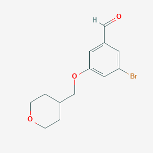 molecular formula C13H15BrO3 B8152426 3-Bromo-5-((tetrahydro-2H-pyran-4-yl)methoxy)benzaldehyde 