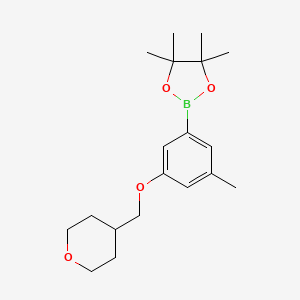 molecular formula C19H29BO4 B8152440 4,4,5,5-Tetramethyl-2-(3-methyl-5-((tetrahydro-2H-pyran-4-yl)methoxy)phenyl)-1,3,2-dioxaborolane 