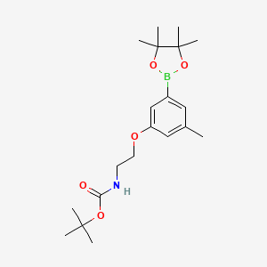 molecular formula C20H32BNO5 B8152456 tert-Butyl (2-(3-methyl-5-(4,4,5,5-tetramethyl-1,3,2-dioxaborolan-2-yl)phenoxy)ethyl)carbamate 