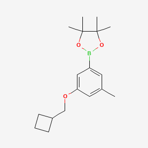 molecular formula C18H27BO3 B8152462 2-(3-(Cyclobutylmethoxy)-5-methylphenyl)-4,4,5,5-tetramethyl-1,3,2-dioxaborolane 