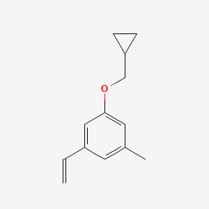 molecular formula C13H16O B8152493 1-(Cyclopropylmethoxy)-3-methyl-5-vinylbenzene 