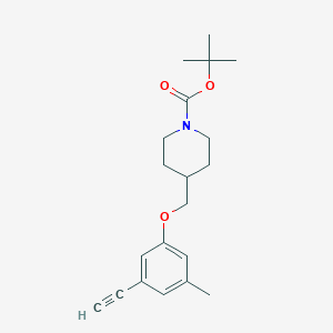molecular formula C20H27NO3 B8152521 tert-Butyl 4-((3-ethynyl-5-methylphenoxy)methyl)piperidine-1-carboxylate 