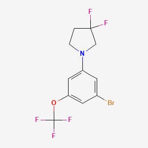 molecular formula C11H9BrF5NO B8152582 1-(3-Bromo-5-(trifluoromethoxy)phenyl)-3,3-difluoropyrrolidine 