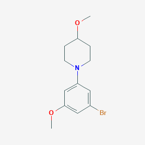 molecular formula C13H18BrNO2 B8152609 1-(3-Bromo-5-methoxyphenyl)-4-methoxypiperidine 