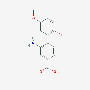 molecular formula C15H14FNO3 B8152636 Methyl 2-amino-2'-fluoro-5'-(methyloxy)-1,1'-biphenyl-4-carboxylate 