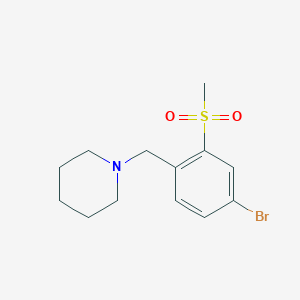 molecular formula C13H18BrNO2S B8152674 1-(4-Bromo-2-(methylsulfonyl)benzyl)piperidine 