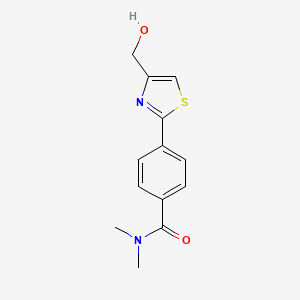 molecular formula C13H14N2O2S B8152716 4-(4-(Hydroxymethyl)thiazol-2-yl)-N,N-dimethylbenzamide 