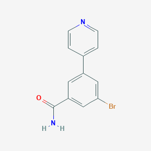 molecular formula C12H9BrN2O B8152752 3-Bromo-5-(pyridin-4-yl)benzamide 