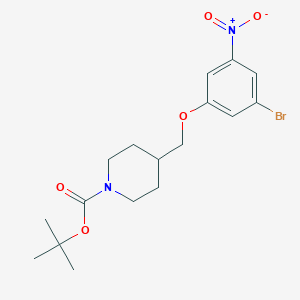molecular formula C17H23BrN2O5 B8152969 tert-Butyl 4-((3-bromo-5-nitrophenoxy)methyl)piperidine-1-carboxylate 