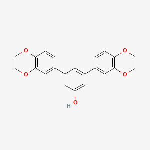 molecular formula C22H18O5 B8153001 3,5-Bis-(2,3-dihydro-benzo[1,4]dioxin-6-yl)-phenol 