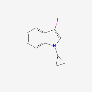 molecular formula C12H12IN B8153021 1-Cyclopropyl-3-iodo-7-methyl-1H-indole 