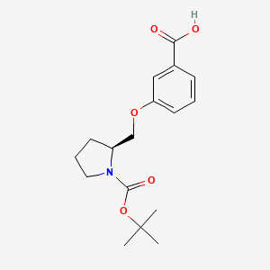 molecular formula C17H23NO5 B8153033 (S)-3-((1-(tert-Butoxycarbonyl)pyrrolidin-2-yl)methoxy)benzoic acid 
