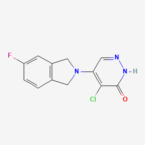 molecular formula C12H9ClFN3O B8153041 4-Chloro-5-(5-fluoro-2,3-dihydro-1H-isoindol-2-yl)-2,3-dihydropyridazin-3-one 