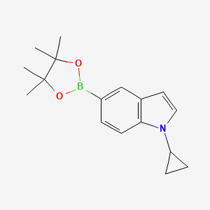 molecular formula C17H22BNO2 B8153360 1-Cyclopropyl-5-(4,4,5,5-tetramethyl-[1,3,2]dioxaborolan-2-yl)-1H-indole 