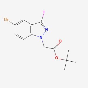 molecular formula C13H14BrIN2O2 B8153412 tert-Butyl 2-(5-bromo-3-iodo-1H-indazol-1-yl)acetate 
