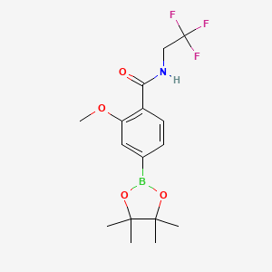 molecular formula C16H21BF3NO4 B8153445 2-Methoxy-4-(4,4,5,5-tetramethyl-1,3,2-dioxaborolan-2-yl)-N-(2,2,2-trifluoroethyl)benzamide 