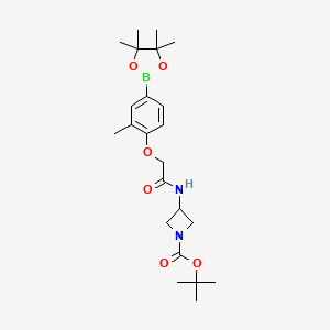 molecular formula C23H35BN2O6 B8153486 tert-Butyl 3-(2-(2-methyl-4-(4,4,5,5-tetramethyl-1,3,2-dioxaborolan-2-yl)phenoxy)acetamido)azetidine-1-carboxylate 