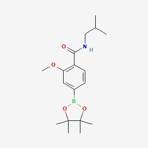 molecular formula C18H28BNO4 B8153495 N-Isobutyl-2-methoxy-4-(4,4,5,5-tetramethyl-1,3,2-dioxaborolan-2-yl)benzamide 