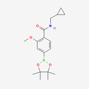 molecular formula C18H26BNO4 B8153498 N-(cyclopropylmethyl)-2-methoxy-4-(4,4,5,5-tetramethyl-1,3,2-dioxaborolan-2-yl)benzamide 
