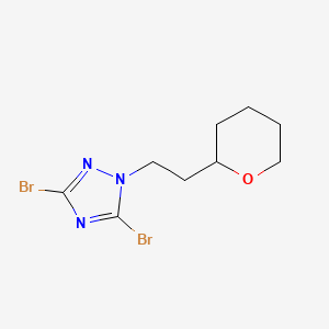 molecular formula C9H13Br2N3O B8153617 3,5-Dibromo-1-(2-(tetrahydro-2H-pyran-2-yl)ethyl)-1H-1,2,4-triazole 