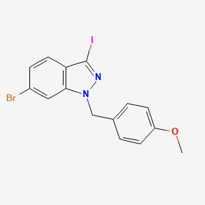 molecular formula C15H12BrIN2O B8153625 6-Bromo-3-iodo-l-(4-methoxybenzyl)-1H-indazole 