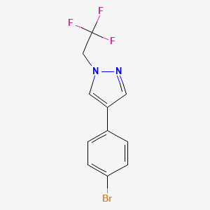 molecular formula C11H8BrF3N2 B8153678 4-(4-Bromophenyl)-1-(2,2,2-trifluoroethyl)-1H-pyrazole 