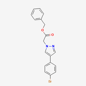 molecular formula C18H15BrN2O2 B8153693 Benzyl 2-(4-(4-bromophenyl)-1H-pyrazol-1-yl)acetate 