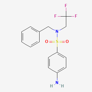 molecular formula C15H15F3N2O2S B8153710 4-Amino-N-benzyl-N-(2,2,2-trifluoro-ethyl)-benzenesulfonamide 