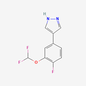 molecular formula C10H7F3N2O B8153749 4-(3-(Difluoromethoxy)-4-fluorophenyl)-1H-pyrazole 