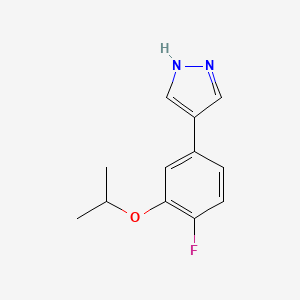 molecular formula C12H13FN2O B8153750 4-(4-Fluoro-3-isopropoxyphenyl)-1H-pyrazole 