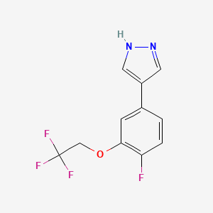 molecular formula C11H8F4N2O B8153775 4-(4-Fluoro-3-(2,2,2-trifluoroethoxy)phenyl)-1H-pyrazole 