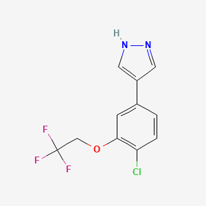 molecular formula C11H8ClF3N2O B8153779 4-(4-Chloro-3-(2,2,2-trifluoroethoxy)phenyl)-1H-pyrazole 