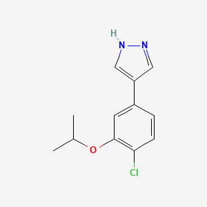 molecular formula C12H13ClN2O B8153788 4-(4-Chloro-3-isopropoxyphenyl)-1H-pyrazole 