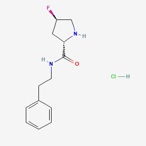 molecular formula C13H18ClFN2O B8154045 (2S,4R)-4-fluoro-N-phenethylpyrrolidine-2-carboxamide hydrochloride 