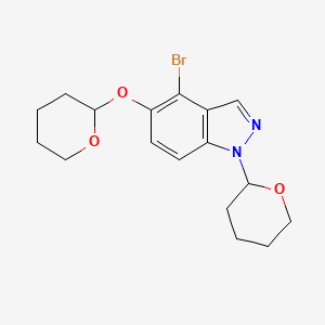 molecular formula C17H21BrN2O3 B8154082 4-bromo-1-tetrahydro-2H-pyran-2-yl-5-(tetrahydro-2H-pyran-2-yloxy)-1H-indazole 