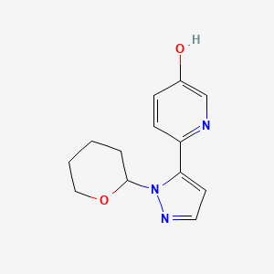 molecular formula C13H15N3O2 B8154121 6-[2-(2-Oxanyl)-3-pyrazolyl]-3-pyridinol 
