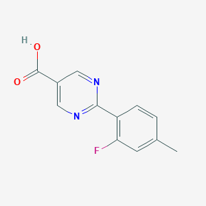 molecular formula C12H9FN2O2 B8154135 2-(2-Fluoro-4-methylphenyl)pyrimidine-5-carboxylic acid 