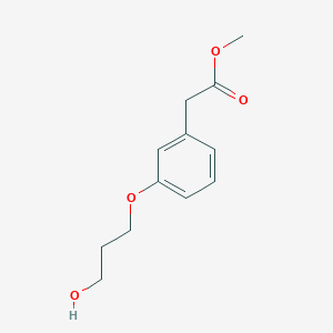 molecular formula C12H16O4 B8154161 Methyl 2-(3-(3-hydroxypropoxy)phenyl)acetate 