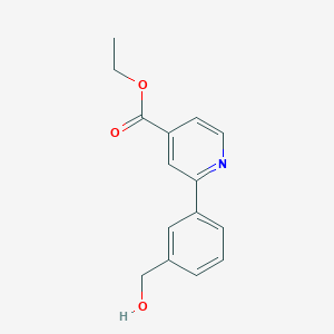 molecular formula C15H15NO3 B8154185 Ethyl 2-(3-(hydroxymethyl)phenyl)isonicotinate 